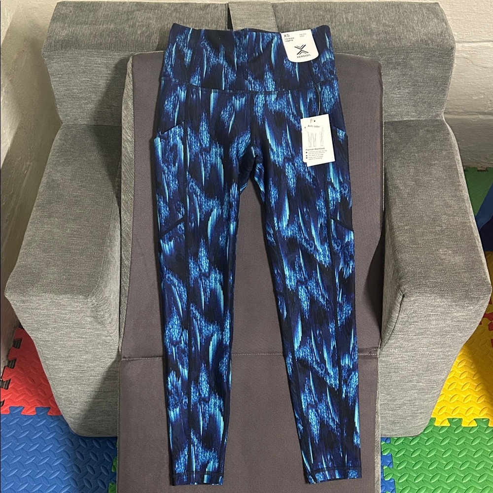 Xersion Electric Blue Abstract Leggings